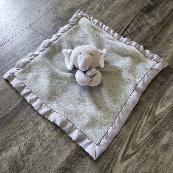 Carter's Gray Elephant Security Blanket Plush Satin Trim Baby Lovey 15" - Picture 1 of 2